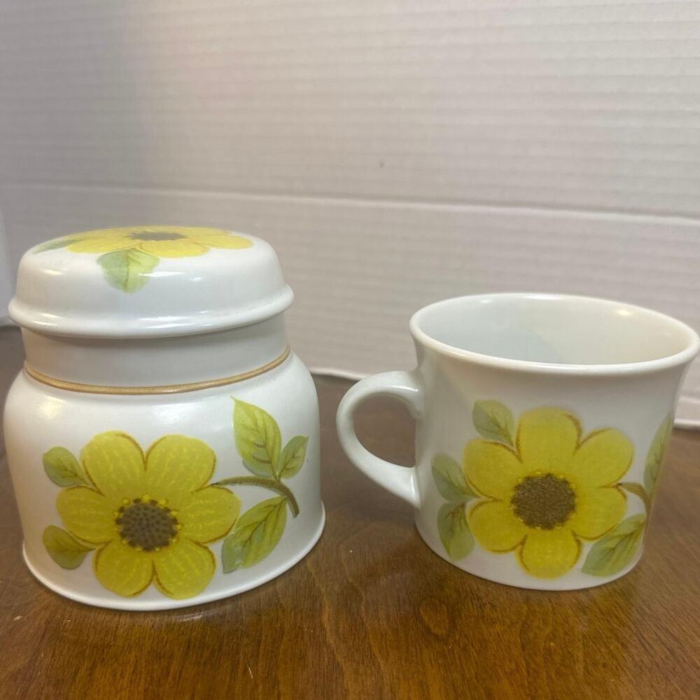 Royal Doulton Summer Days sugar bowl W/lid & matching cup. Replacement parts.